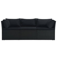 Thumbnail for 4-tlg. Garten-Lounge-Set mit Auflagen Poly Rattan Schwarz