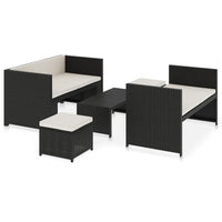 Thumbnail for 5-tlg. Garten-Lounge-Set mit Auflagen Poly Rattan Schwarz