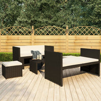 Thumbnail for 5-tlg. Garten-Lounge-Set mit Auflagen Poly Rattan Schwarz