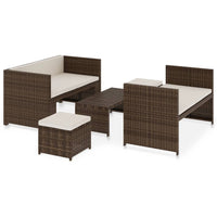 Thumbnail for 5-tlg. Garten-Lounge-Set mit Auflagen Poly Rattan Braun