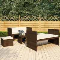 Thumbnail for 5-tlg. Garten-Lounge-Set mit Auflagen Poly Rattan Braun