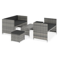 Thumbnail for 5-tlg. Garten-Lounge-Set mit Auflagen Poly Rattan Grau
