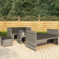 Thumbnail for 5-tlg. Garten-Lounge-Set mit Auflagen Poly Rattan Grau