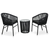 Thumbnail for 3-tlg. Bistro-Set mit Kissen PE-Rattan Schwarz