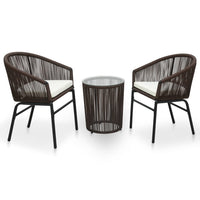 Thumbnail for 3-tlg. Bistro-Set mit Kissen PE-Rattan Braun