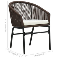 Thumbnail for 3-tlg. Bistro-Set mit Kissen PE-Rattan Braun