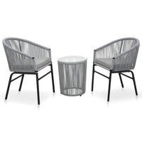 Thumbnail for 3-tlg. Bistro-Set mit Kissen PE-Rattan Grau