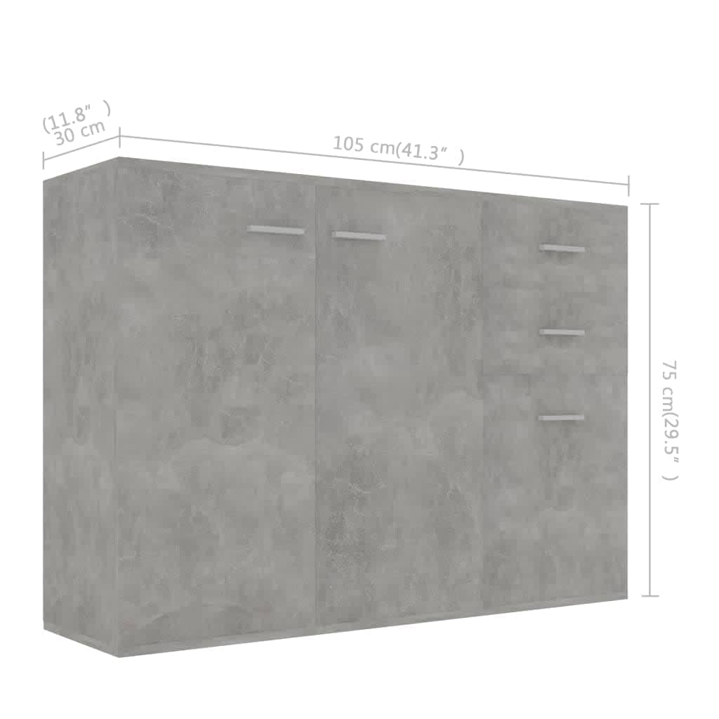 Sideboard Betongrau 105x30x75 cm Holzwerkstoff