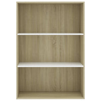 Thumbnail for Bücherregal 3 Fächer Weiß Sonoma-Eiche 80x30x114 Holzwerkstoff