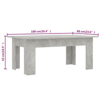 Thumbnail for Couchtisch Betongrau 100x60x42 cm Holzwerkstoff