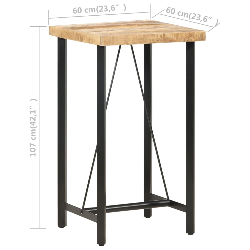 Bartisch 60x60x107 cm Raues Mangoholz