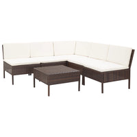 Thumbnail for 6-tlg. Garten-Lounge-Set mit Auflagen Poly Rattan Braun