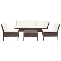 Thumbnail for 6-tlg. Garten-Lounge-Set mit Auflagen Poly Rattan Braun