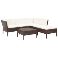 Thumbnail for 6-tlg. Garten-Lounge-Set mit Auflagen Poly Rattan Braun