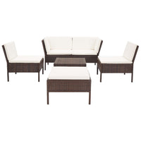 Thumbnail for 6-tlg. Garten-Lounge-Set mit Auflagen Poly Rattan Braun