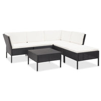 Thumbnail for 6-tlg. Garten-Lounge-Set mit Auflagen Poly Rattan Schwarz