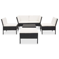 Thumbnail for 6-tlg. Garten-Lounge-Set mit Auflagen Poly Rattan Schwarz
