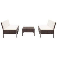 Thumbnail for 5-tlg. Garten-Sofagarnitur mit Auflagen Poly Rattan Braun