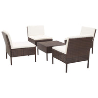 Thumbnail for 5-tlg. Garten-Sofagarnitur mit Auflagen Poly Rattan Braun