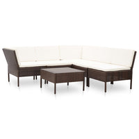 Thumbnail for 6-tlg. Garten-Lounge-Set mit Auflagen Poly Rattan Braun
