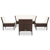 Thumbnail for 6-tlg. Garten-Lounge-Set mit Auflagen Poly Rattan Braun
