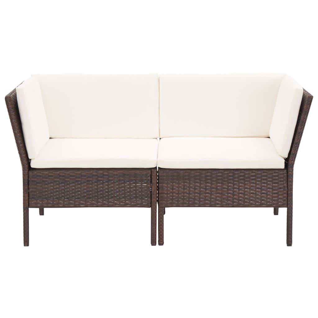 6-tlg. Garten-Lounge-Set mit Auflagen Poly Rattan Braun