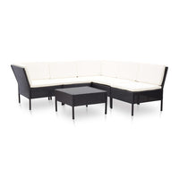 Thumbnail for 6-tlg. Garten-Lounge-Set mit Auflagen Poly Rattan Schwarz