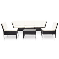Thumbnail for 6-tlg. Garten-Lounge-Set mit Auflagen Poly Rattan Schwarz