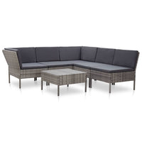Thumbnail for 6-tlg. Garten-Lounge-Set mit Auflagen Poly Rattan Grau