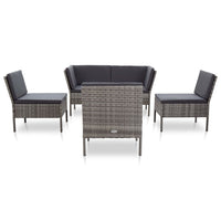 Thumbnail for 6-tlg. Garten-Lounge-Set mit Auflagen Poly Rattan Grau