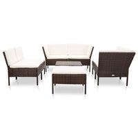 Thumbnail for 8-tlg. Garten-Lounge-Set mit Auflagen Poly Rattan Braun