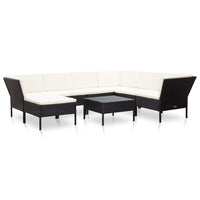 Thumbnail for 8-tlg. Garten-Lounge-Set mit Auflagen Poly Rattan Schwarz