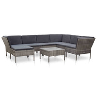 Thumbnail for 8-tlg. Garten-Lounge-Set mit Auflagen Poly Rattan Grau