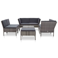Thumbnail for 8-tlg. Garten-Lounge-Set mit Auflagen Poly Rattan Grau