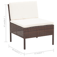 Thumbnail for 3-tlg. Garten-Lounge-Set mit Auflagen Poly Rattan Braun