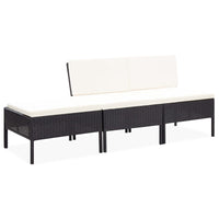 Thumbnail for 3-tlg. Garten-Lounge-Set mit Auflagen Poly Rattan Schwarz