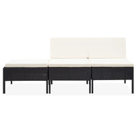 Thumbnail for 3-tlg. Garten-Lounge-Set mit Auflagen Poly Rattan Schwarz