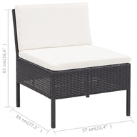 Thumbnail for 3-tlg. Garten-Lounge-Set mit Auflagen Poly Rattan Schwarz