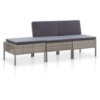 Thumbnail for 3-tlg. Garten-Lounge-Set mit Auflagen Poly Rattan Grau