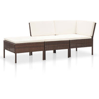 Thumbnail for 3-tlg. Garten-Lounge-Set mit Auflagen Poly Rattan Braun