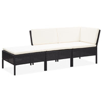 Thumbnail for 3-tlg. Garten-Lounge-Set mit Auflagen Poly Rattan Schwarz