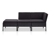 Thumbnail for 3-tlg. Garten-Lounge-Set mit Auflagen Poly Rattan Schwarz