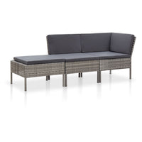 Thumbnail for 3-tlg. Garten-Lounge-Set mit Auflagen Poly Rattan Grau