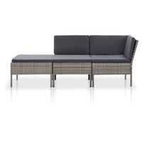 Thumbnail for 3-tlg. Garten-Lounge-Set mit Auflagen Poly Rattan Grau