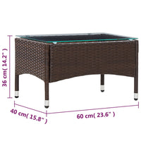 Thumbnail for Couchtisch Braun 60x40x36 cm Poly Rattan