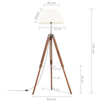 Thumbnail for Stativlampe Honigbraun und Weiß Teak Massivholz 141 cm