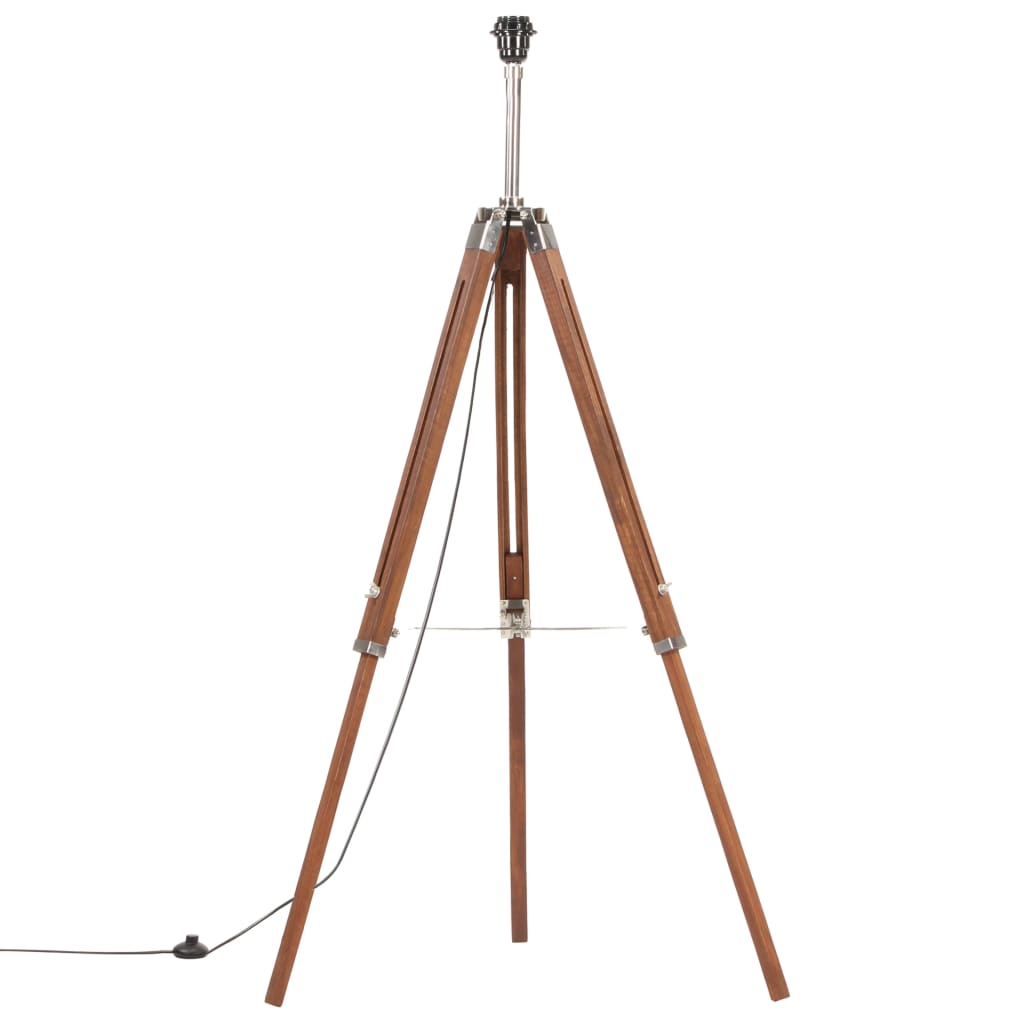 Stativlampe Honigbraun und Schwarz Teak Massivholz 141 cm