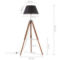 Thumbnail for Stativlampe Honigbraun und Schwarz Teak Massivholz 141 cm