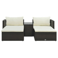 Thumbnail for 5-tlg. Garten-Lounge-Set mit Auflagen Poly Rattan Braun