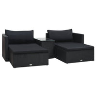 Thumbnail for 5-tlg. Garten-Lounge-Set mit Auflagen Poly Rattan Schwarz